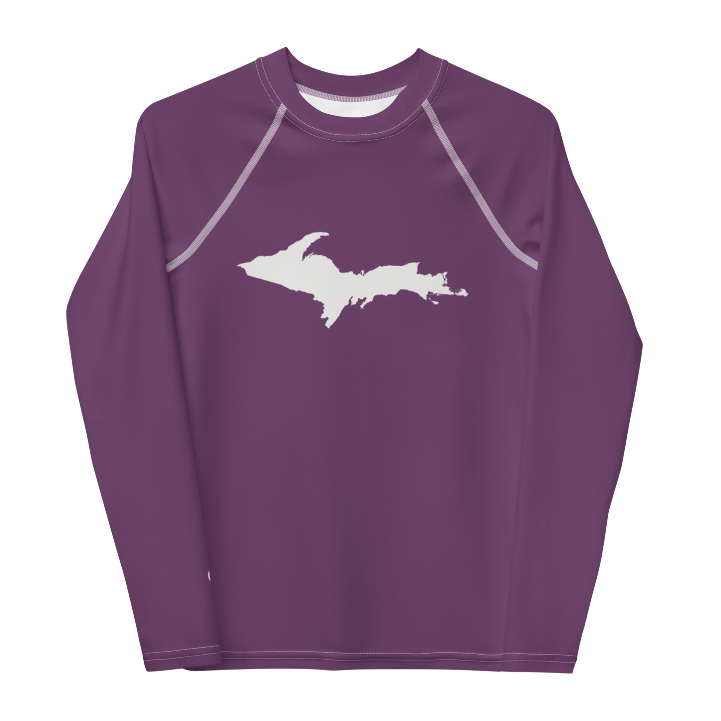 Michigan Upper Peninsula Rash Guard (w/ UP Outline) | Youth - Plum