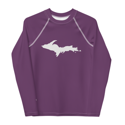 Michigan Upper Peninsula Rash Guard (w/ UP Outline) | Youth - Plum