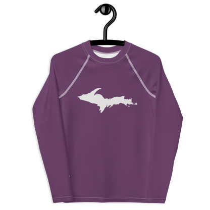 Michigan Upper Peninsula Rash Guard (w/ UP Outline) | Youth - Plum