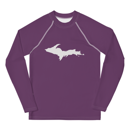 Michigan Upper Peninsula Rash Guard (w/ UP Outline) | Youth - Plum