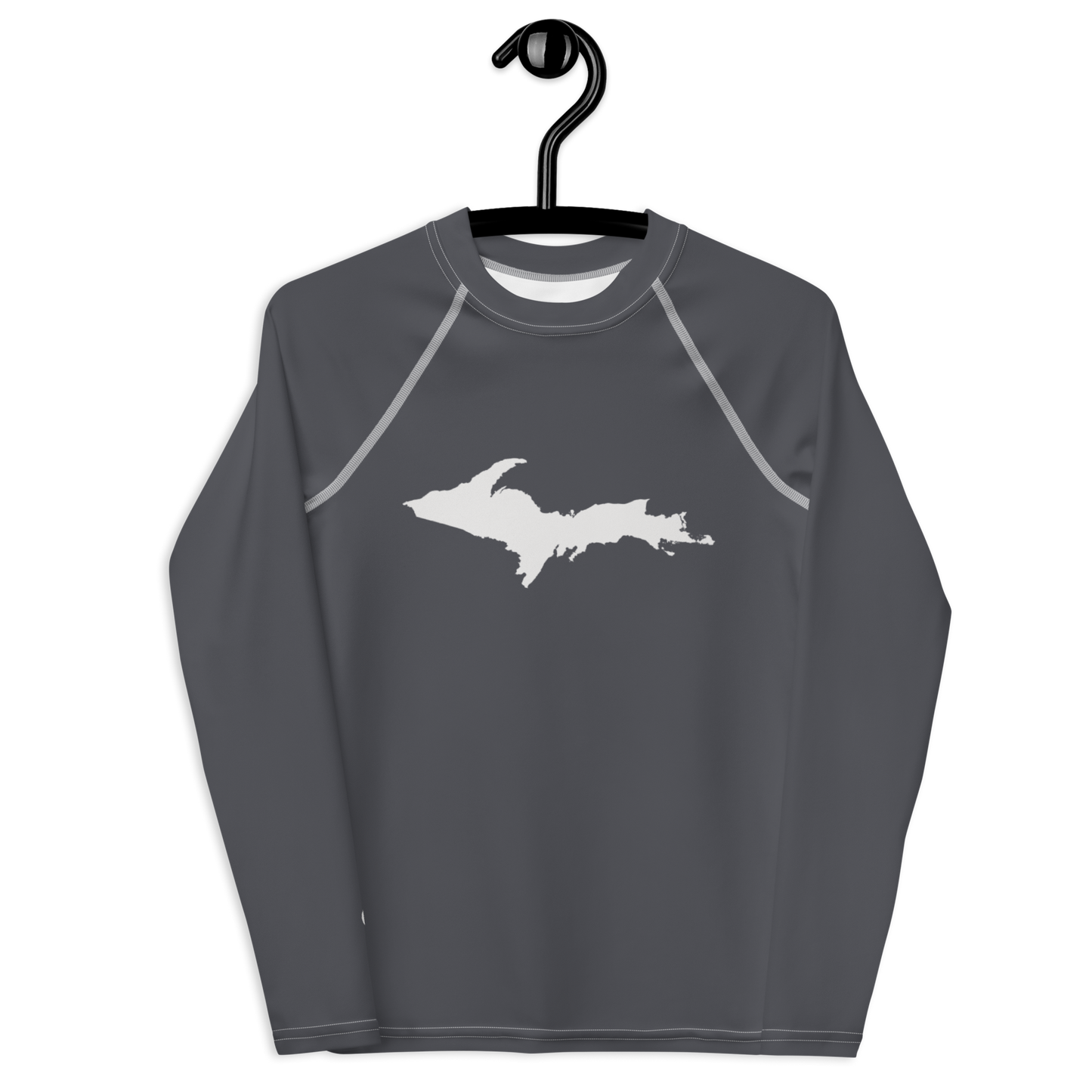 Michigan Upper Peninsula Rash Guard (w/ UP Outline) | Youth - Iron Ore Grey