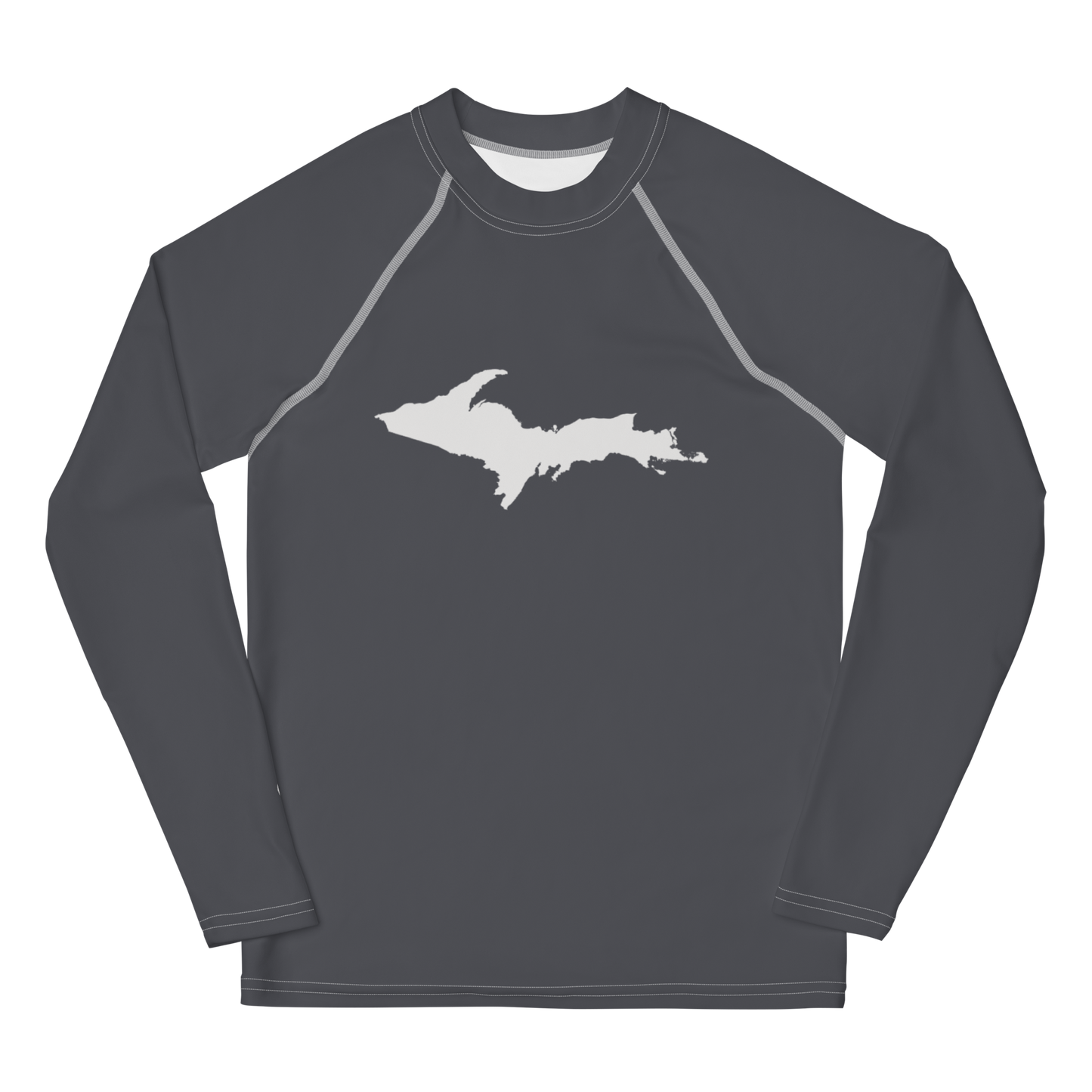 Michigan Upper Peninsula Rash Guard (w/ UP Outline) | Youth - Iron Ore Grey