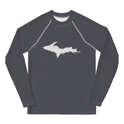 Michigan Upper Peninsula Rash Guard (w/ UP Outline) | Youth - Iron Ore Grey