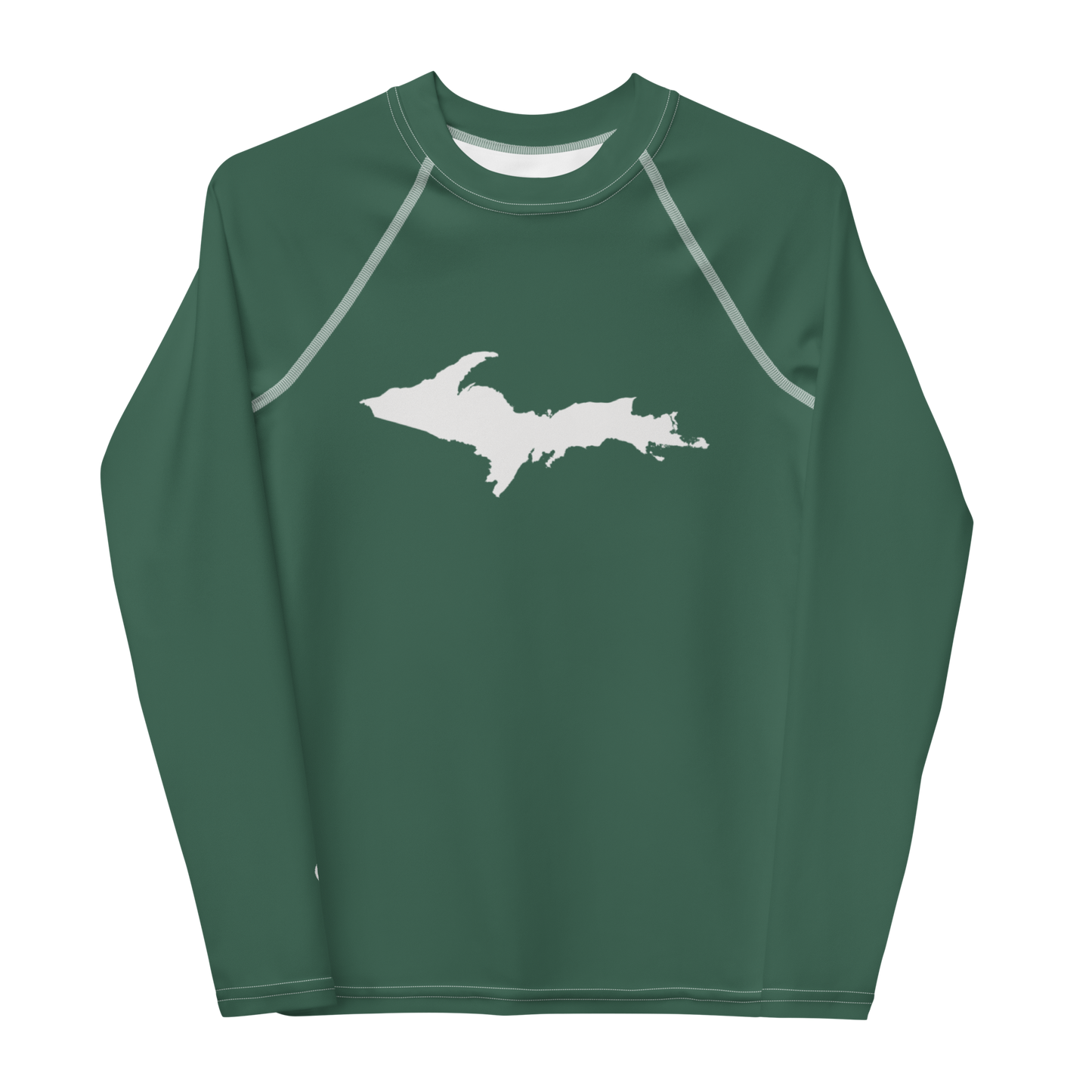 Michigan Upper Peninsula Rash Guard (w/ UP Outline) | Youth - Ginger Ale Green