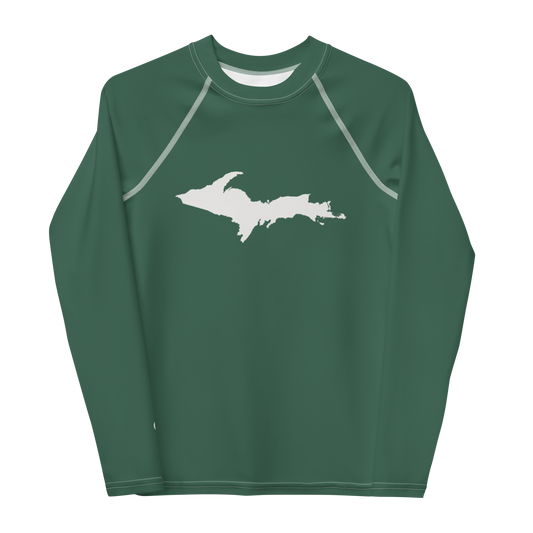 Michigan Upper Peninsula Rash Guard (w/ UP Outline) | Youth - Ginger Ale Green