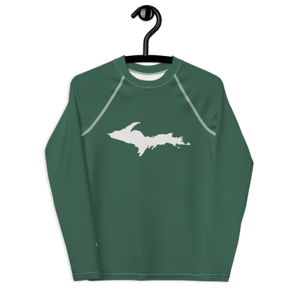 Michigan Upper Peninsula Rash Guard (w/ UP Outline) | Youth - Ginger Ale Green