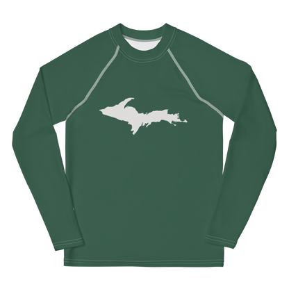 Michigan Upper Peninsula Rash Guard (w/ UP Outline) | Youth - Ginger Ale Green