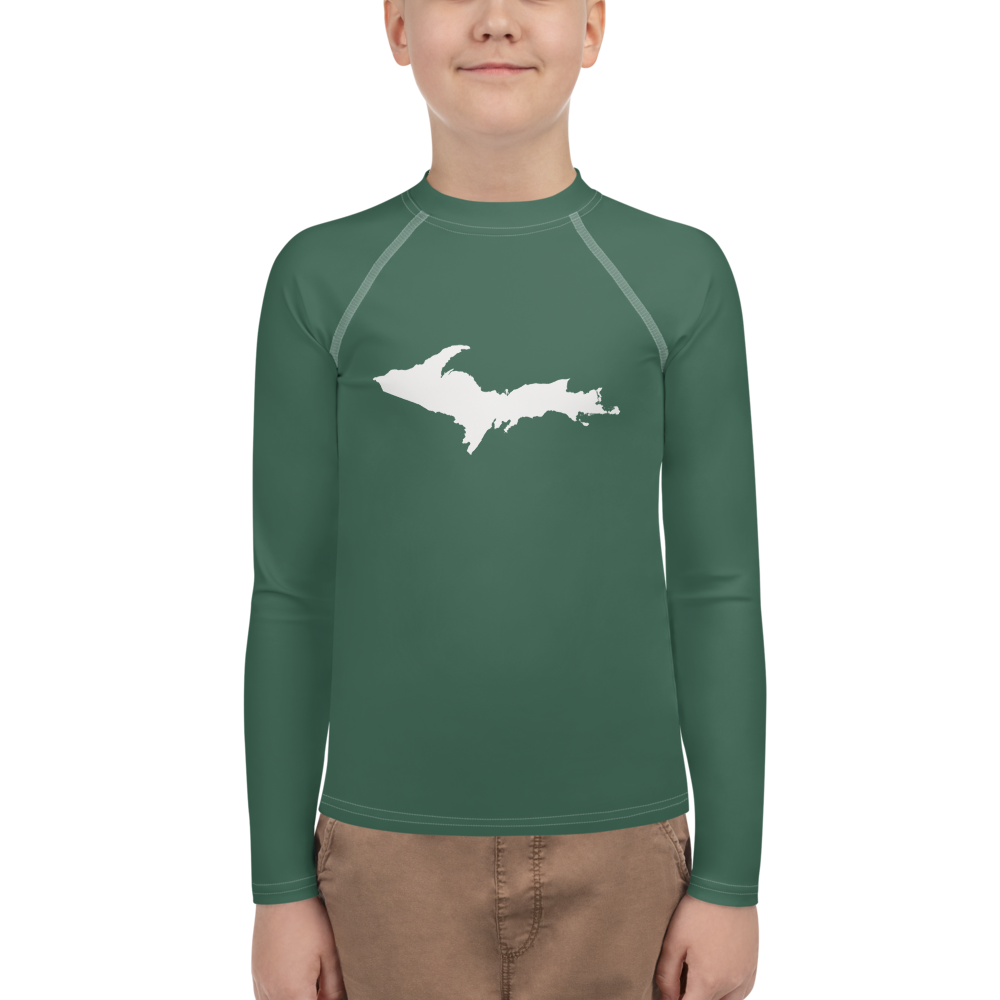 Michigan Upper Peninsula Rash Guard (w/ UP Outline) | Youth - Ginger Ale Green