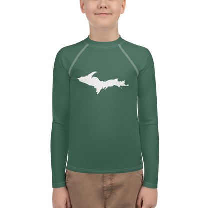 Michigan Upper Peninsula Rash Guard (w/ UP Outline) | Youth - Ginger Ale Green