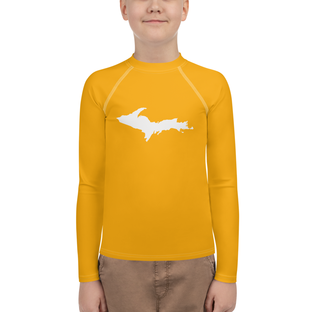 Michigan Upper Peninsula Rash Guard (w/ UP Outline) | Youth - Azure