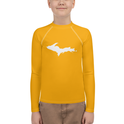 Michigan Upper Peninsula Rash Guard (w/ UP Outline) | Youth - Azure