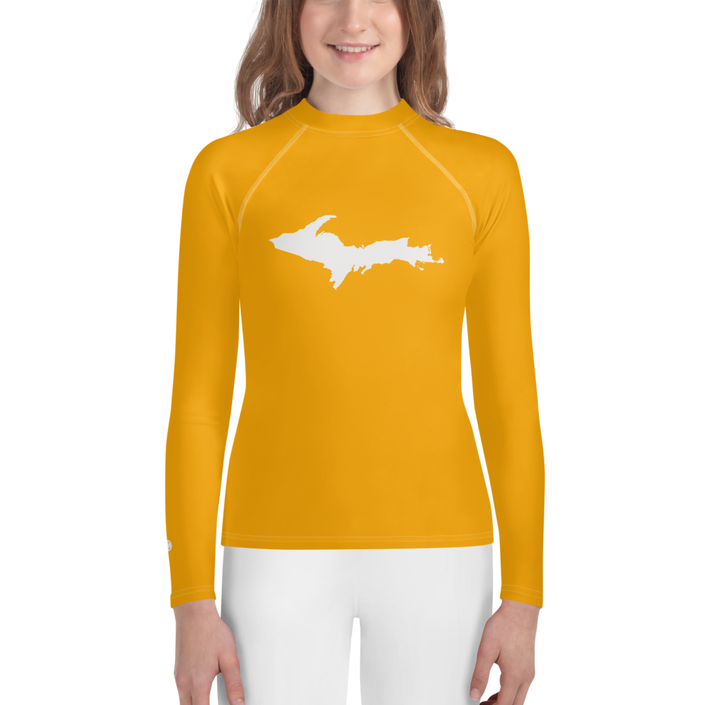 Michigan Upper Peninsula Rash Guard (w/ UP Outline) | Youth - Azure