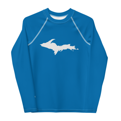 Michigan Upper Peninsula Rash Guard (w/ UP Outline) | Youth - Azure