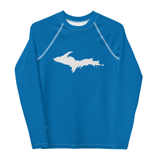 Michigan Upper Peninsula Rash Guard (w/ UP Outline) | Youth - Azure