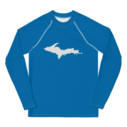 Michigan Upper Peninsula Rash Guard (w/ UP Outline) | Youth - Azure