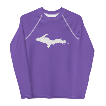 Michigan Upper Peninsula Rash Guard (w/ UP Outline) | Youth - Lake Iris