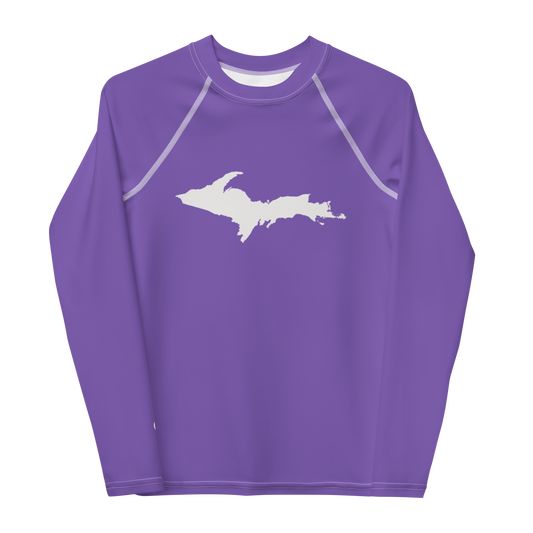 Michigan Upper Peninsula Rash Guard (w/ UP Outline) | Youth - Lake Iris