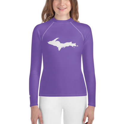 Michigan Upper Peninsula Rash Guard (w/ UP Outline) | Youth - Lake Iris