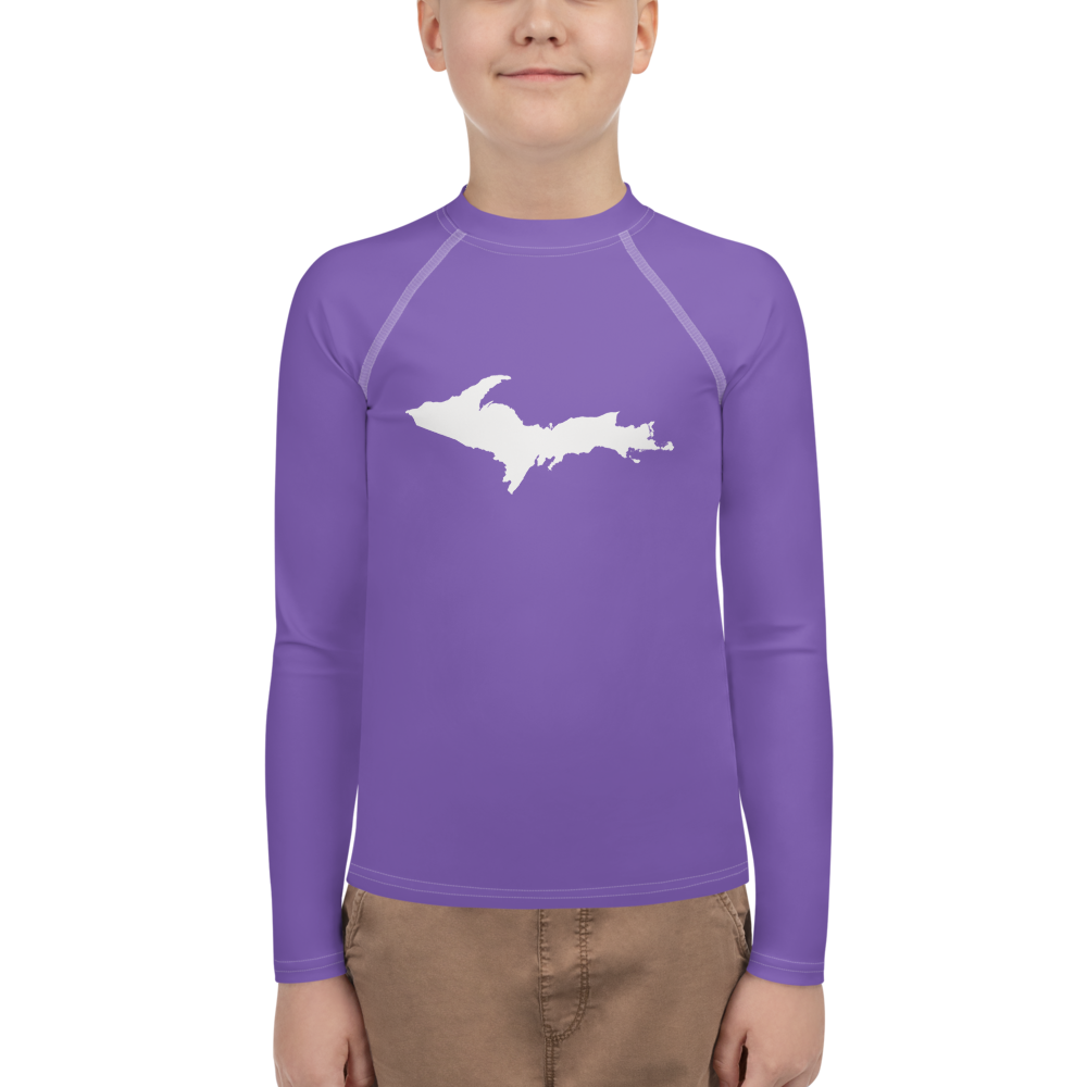 Michigan Upper Peninsula Rash Guard (w/ UP Outline) | Youth - Lake Iris