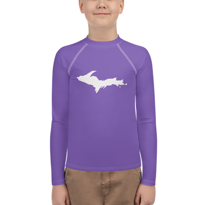 Michigan Upper Peninsula Rash Guard (w/ UP Outline) | Youth - Lake Iris