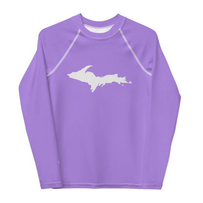 Michigan Upper Peninsula Rash Guard (w/ UP Outline) | Youth - Lavender