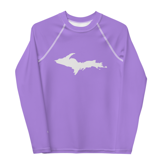 Michigan Upper Peninsula Rash Guard (w/ UP Outline) | Youth - Lavender