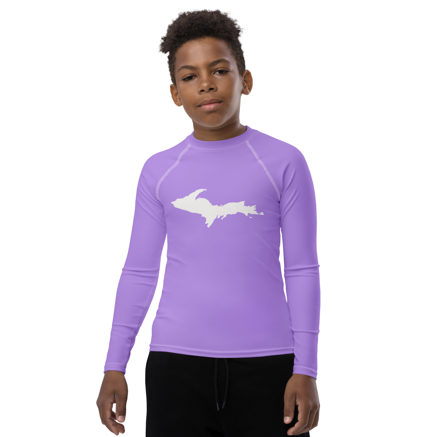 Michigan Upper Peninsula Rash Guard (w/ UP Outline) | Youth - Lavender