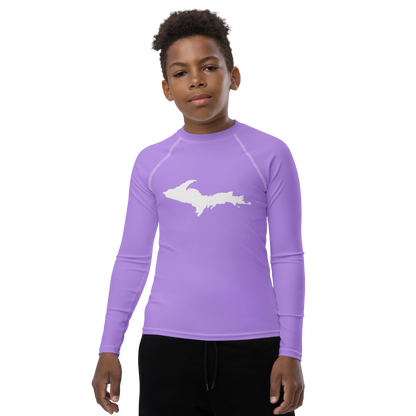 Michigan Upper Peninsula Rash Guard (w/ UP Outline) | Youth - Lavender