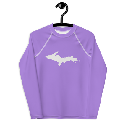 Michigan Upper Peninsula Rash Guard (w/ UP Outline) | Youth - Lavender