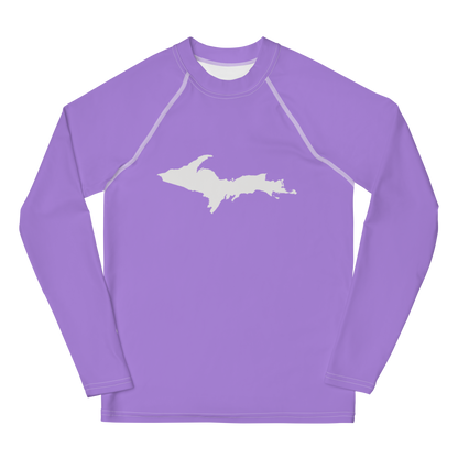 Michigan Upper Peninsula Rash Guard (w/ UP Outline) | Youth - Lavender