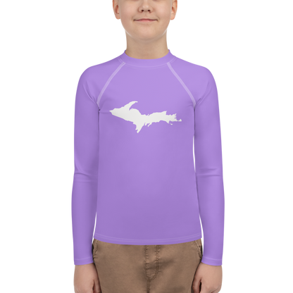 Michigan Upper Peninsula Rash Guard (w/ UP Outline) | Youth - Lavender