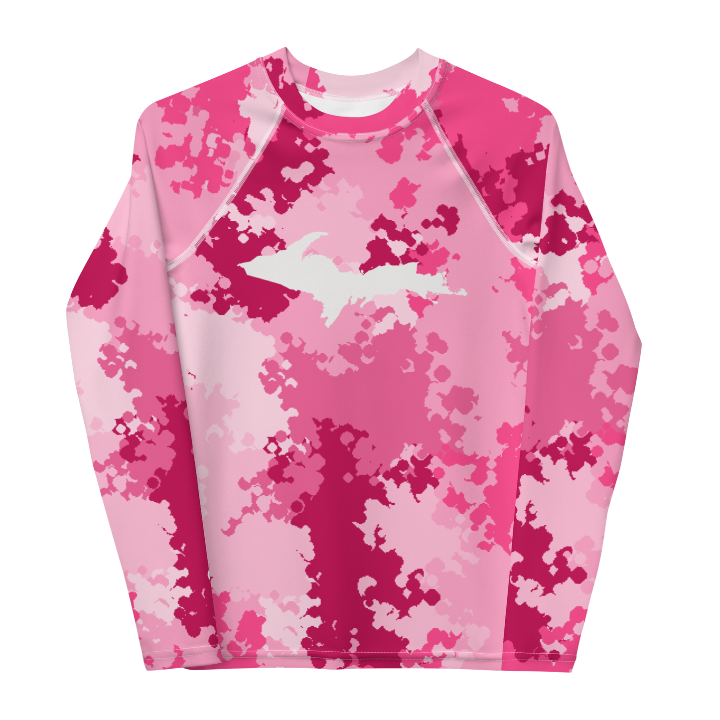 Michigan Upper Peninsula Rash Guard (w/ UP Outline) | Youth - Pink Camo