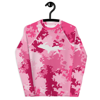 Michigan Upper Peninsula Rash Guard (w/ UP Outline) | Youth - Pink Camo