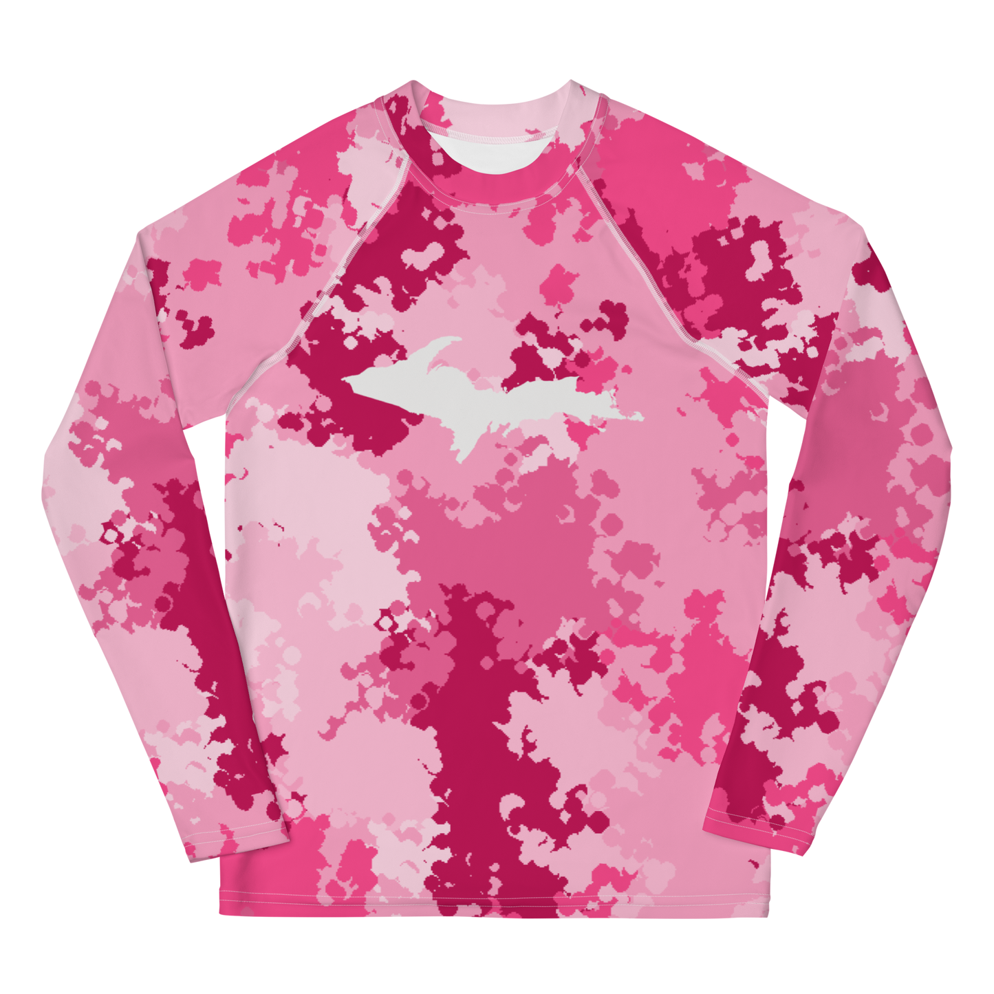 Michigan Upper Peninsula Rash Guard (w/ UP Outline) | Youth - Pink Camo