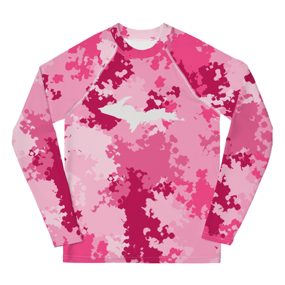 Michigan Upper Peninsula Rash Guard (w/ UP Outline) | Youth - Pink Camo