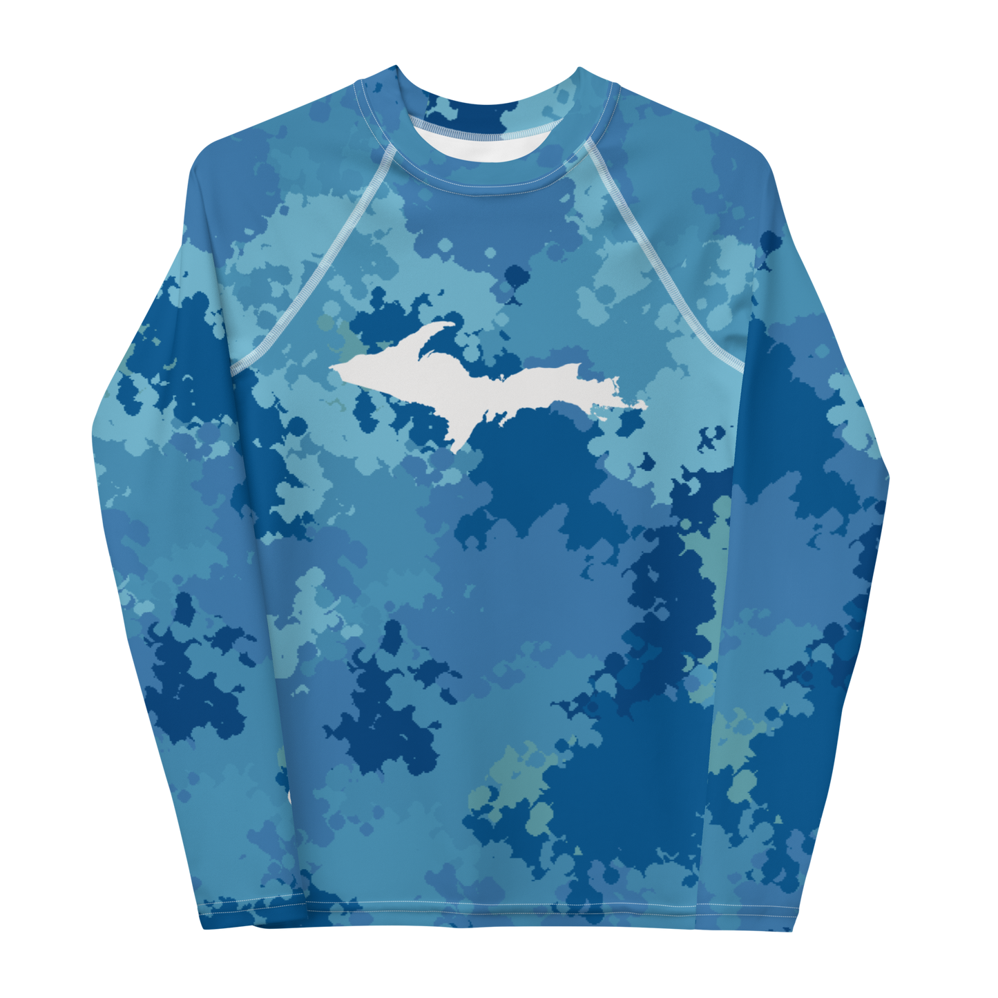 Michigan Upper Peninsula Rash Guard (w/ UP Outline) | Youth - Great Lakes Camo