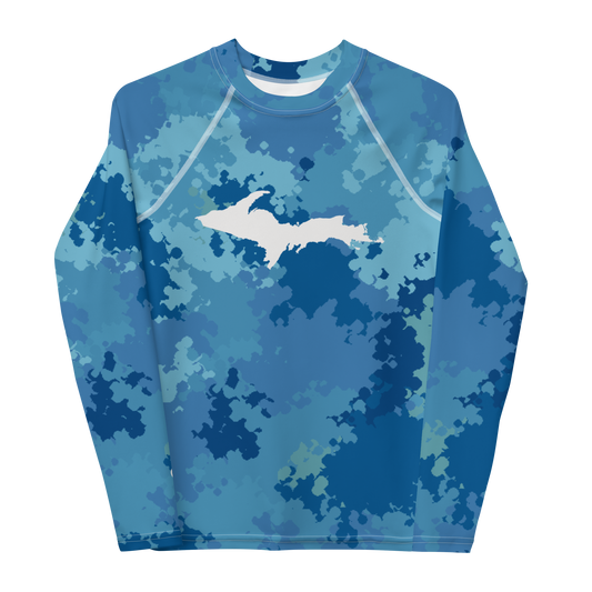 Michigan Upper Peninsula Rash Guard (w/ UP Outline) | Youth - Great Lakes Camo