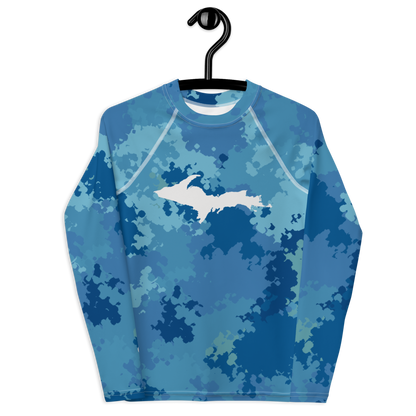 Michigan Upper Peninsula Rash Guard (w/ UP Outline) | Youth - Great Lakes Camo