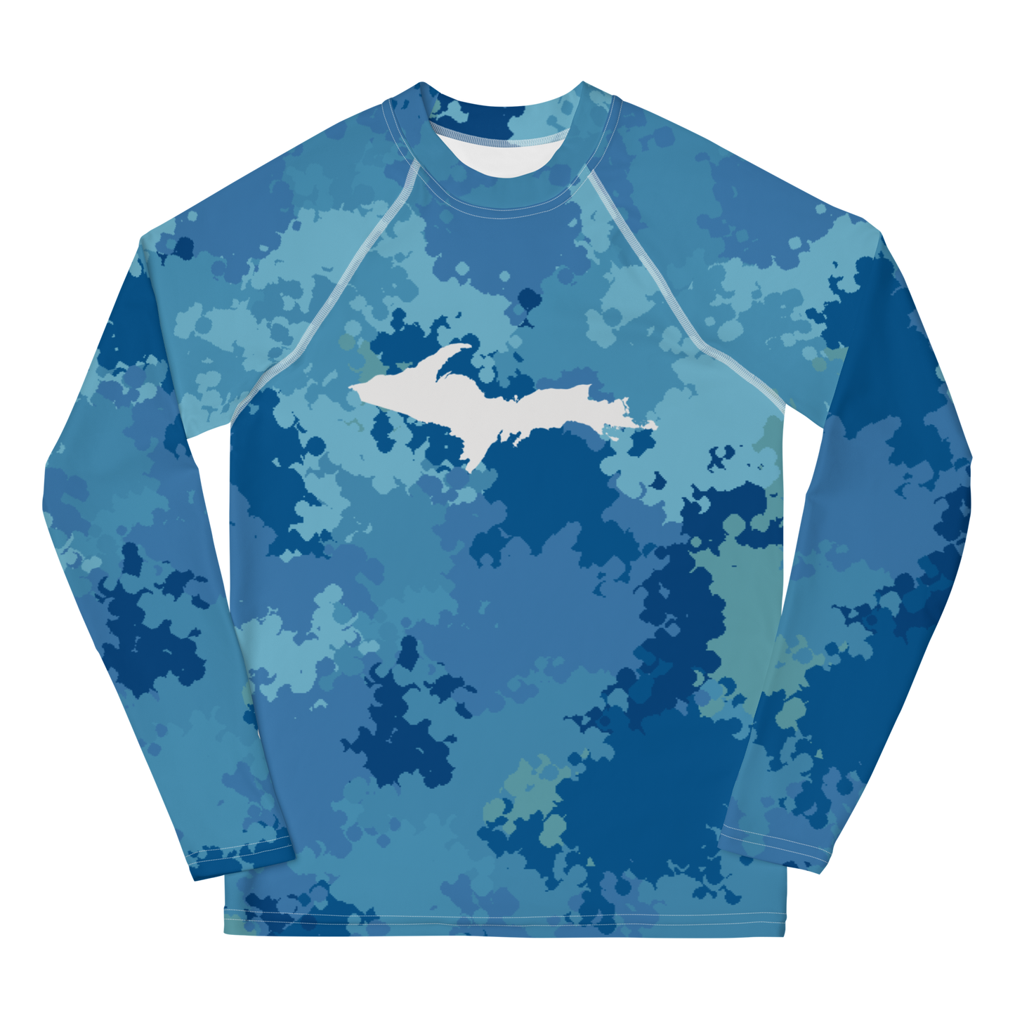 Michigan Upper Peninsula Rash Guard (w/ UP Outline) | Youth - Great Lakes Camo