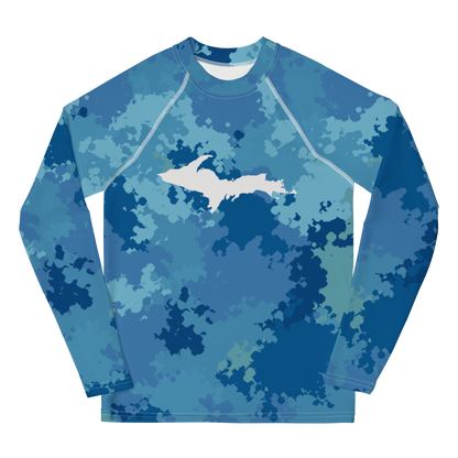 Michigan Upper Peninsula Rash Guard (w/ UP Outline) | Youth - Great Lakes Camo