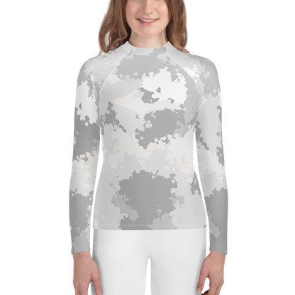 Michigan Upper Peninsula Rash Guard (w/ UP Outline) | Youth - Snow Camo