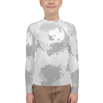 Michigan Upper Peninsula Rash Guard (w/ UP Outline) | Youth - Snow Camo