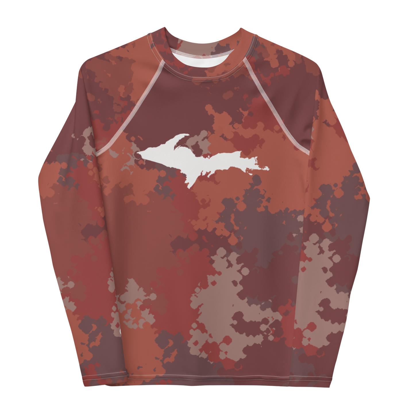 Michigan Upper Peninsula Rash Guard (w/ UP Outline) | Youth - Ore Dock Red