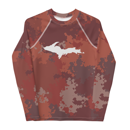 Michigan Upper Peninsula Rash Guard (w/ UP Outline) | Youth - Ore Dock Red