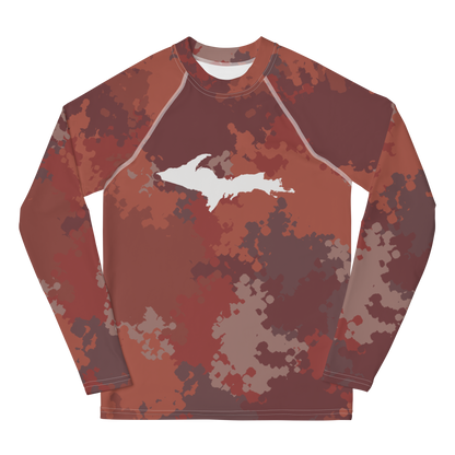 Michigan Upper Peninsula Rash Guard (w/ UP Outline) | Youth - Ore Dock Red