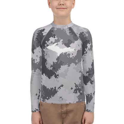 Michigan Upper Peninsula Rash Guard (w/ UP Outline) | Youth - Iron Ore Camo