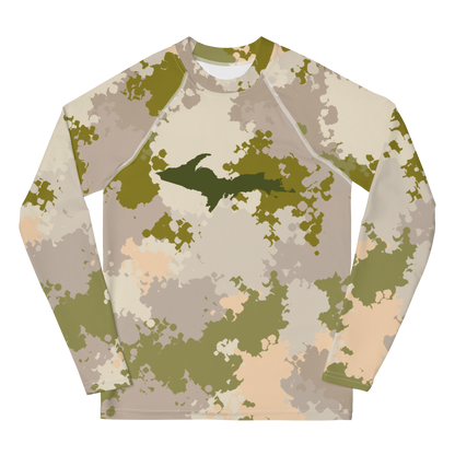 Michigan Upper Peninsula Rash Guard (w/ UP Outline) | Youth - Army Green