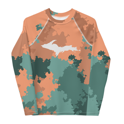 Michigan Upper Peninsula Rash Guard (w/ UP Outline) | Youth - Copper Country Camo