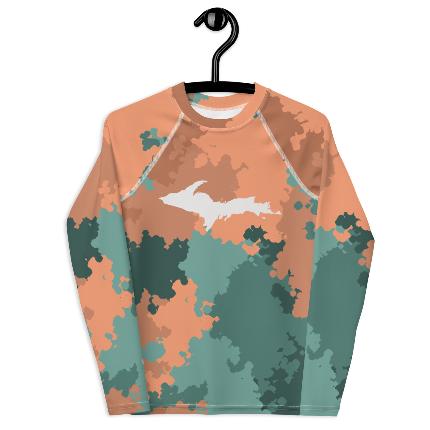 Michigan Upper Peninsula Rash Guard (w/ UP Outline) | Youth - Copper Country Camo