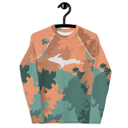 Michigan Upper Peninsula Rash Guard (w/ UP Outline) | Youth - Copper Country Camo